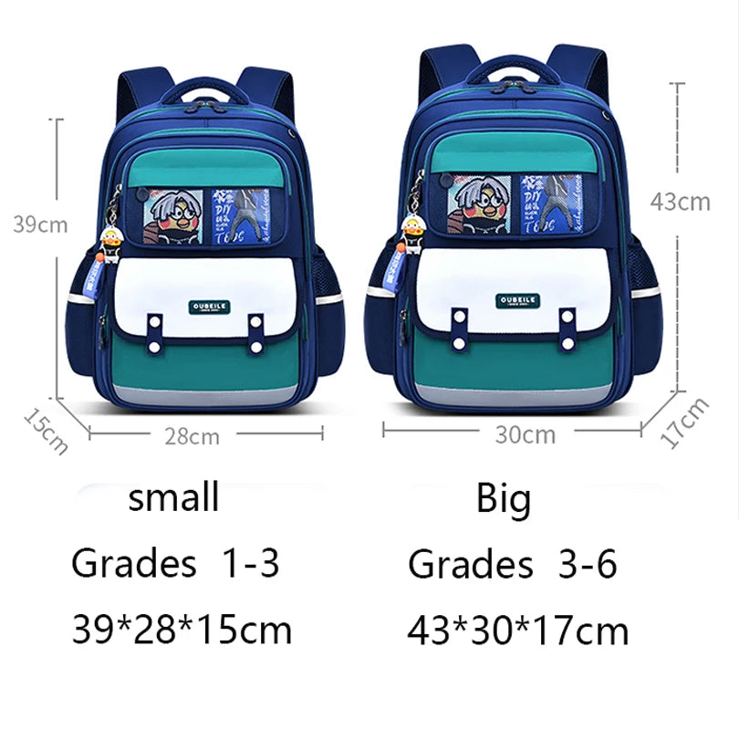 Neuer Kinderrucksack, modisches Design, farblich abgesetzt, leicht, hochwertig, Schulrucksack für Jungen und Mädchen, grün
