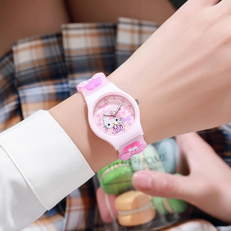 Cute Hello Kitty Watches for Girls 3D Cartoon Pattern Kuromi Waterproof Quartz Children Watch Wrist Clock Kids Gift reloj nina