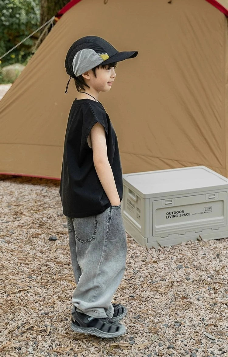 Boys Thin Tencel Denim Cooling Curved Pants 2025 New Style Ultra-Thin Kids Mosquito Repellent Long Pants Medium & Small Size