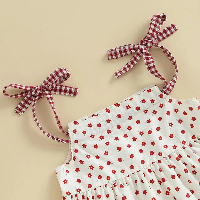 Toddler Girl Sleeveless Ruffle Top and Shorts Set with Cute Bow Detail and Elastic Waistband for Summer Beach Outfits