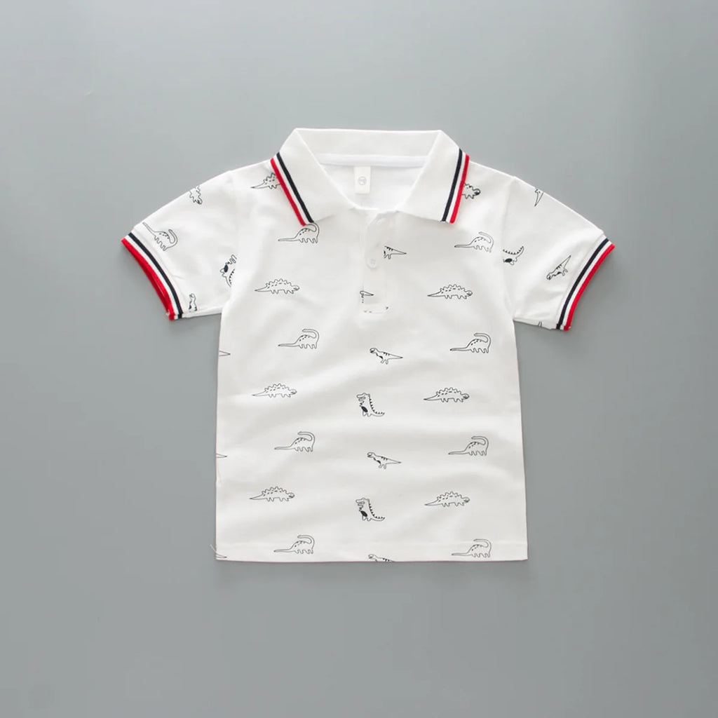 Summer Kids Polo Shirt Boys Short Sleeve Lapel Polos Clothes for Girls Cotton Print Breathable Kids Polo Shirt Children Tops