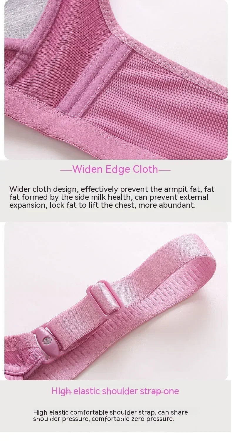 Gathered Side Collection Lifting Underwear Breasts Brassiere Large Size Bra Full Cup Underwear Brassiere No Steel Ring  Bra