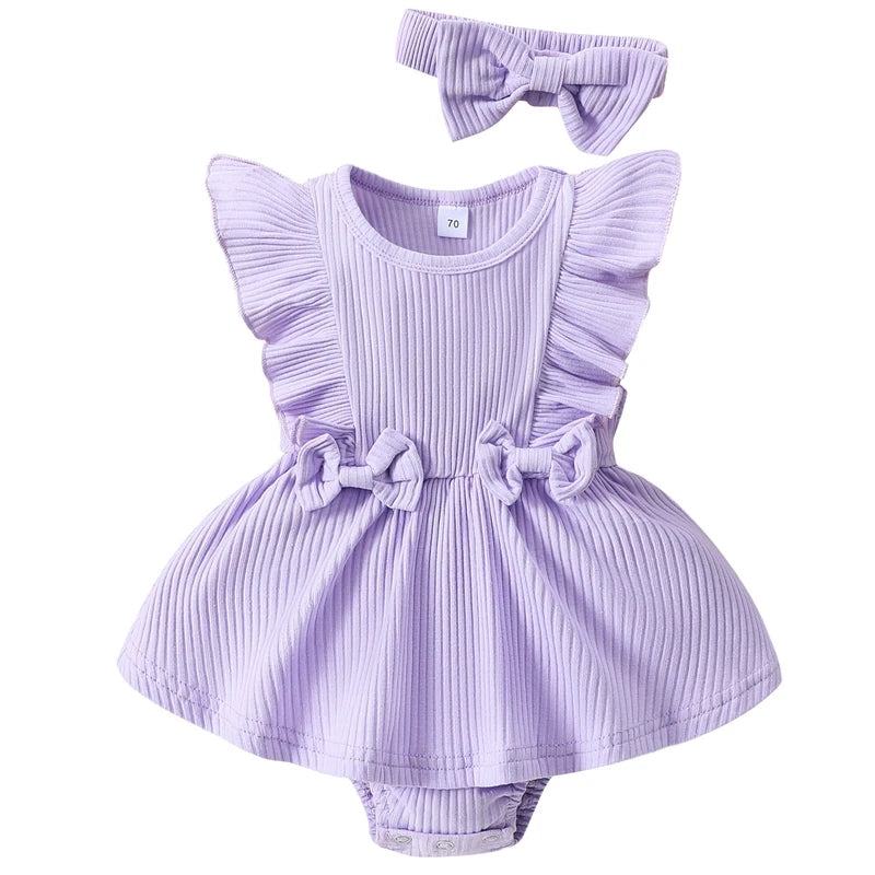 Toddler Girl Floral Print Sleeveless Romper with Matching Headband Set for Summer Outfit - Adorable 2 Piece Ensemble