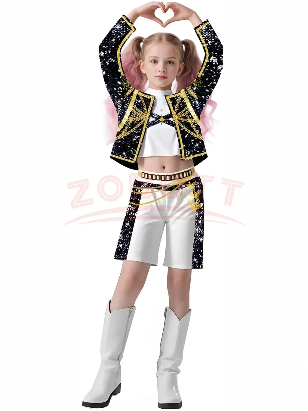 2025 NEW Kpop Demon Hunter Anime Movie Kids Cosplay Rumi Zoey Mira 3D Print Costume Suit Clothes KPop Rumi Zoey Cosplay Outfit