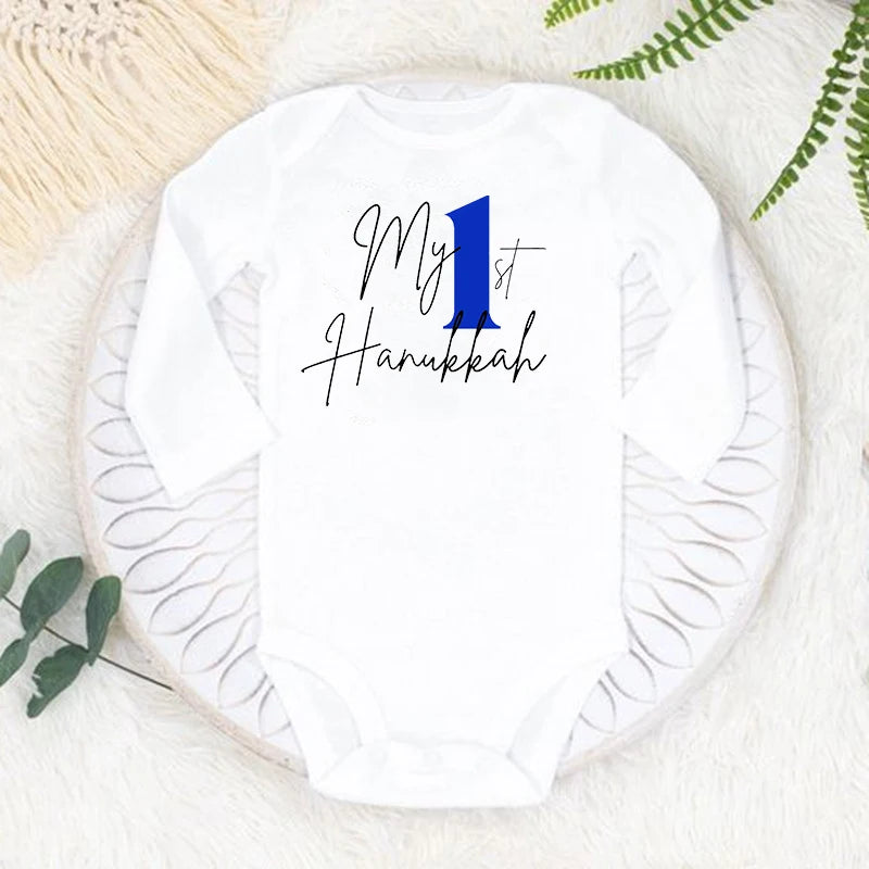 My 1st Hanukkah Chanukah Newborn Bodysuits Happy Hanukkah Baby Rompers Infant Body Long Sleeve Jumpsuit Clothes