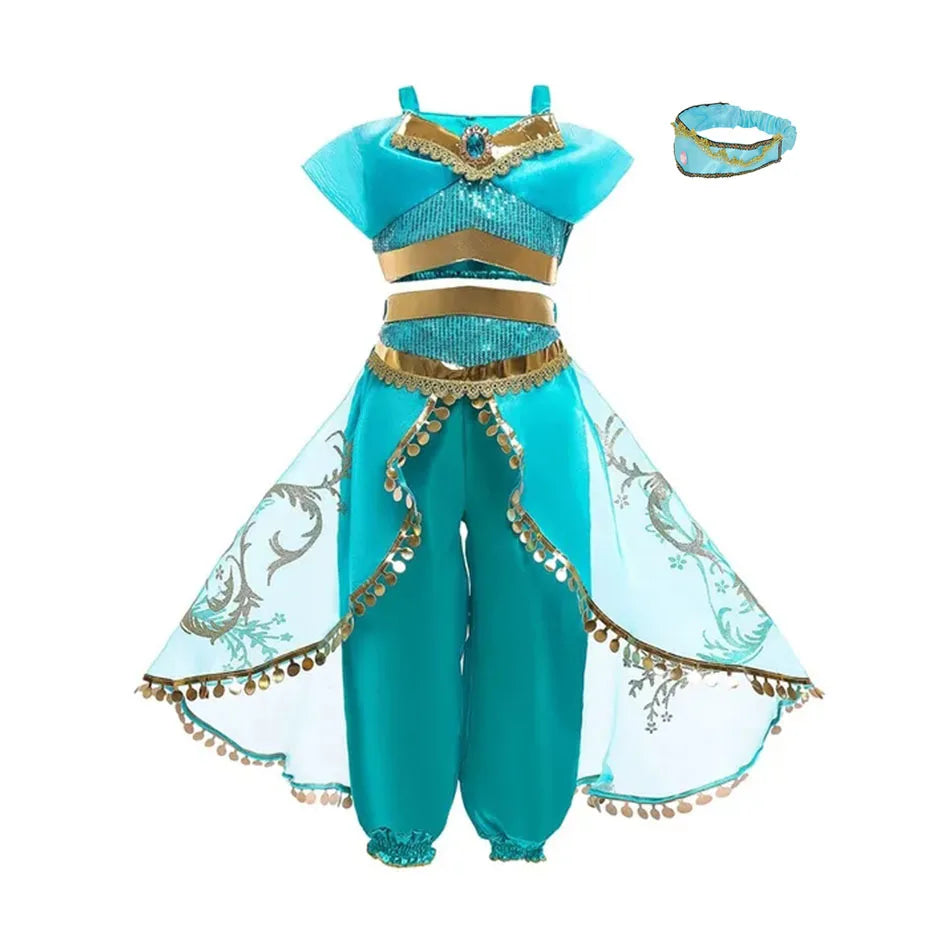 Girls Snow Queen Elsa Anna Kids Costumes For Girls 2024 Carnival Party Prom Gown Children Clothing Frozen Jasmine Princess Dress