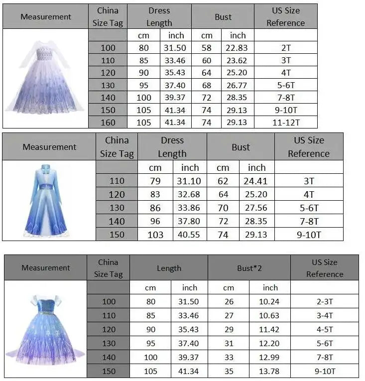 Girl Elsa Anna Dress Princess Costume Snow Queen Dress Baby Halloween Ariel Carnival Clothes Kids Cosplay Clothes Party Clothing