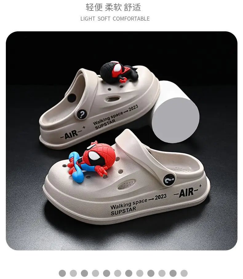 Disney Spider Man Children's Cave Shoes Boys' Anti Slip Soft Sole Kid's Beach Sandals For Home And Outdoor Shoes Size 24-45
