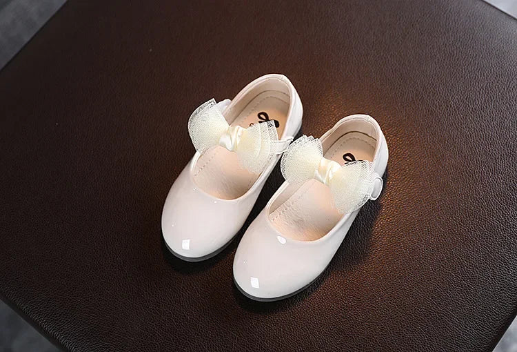 Kids Leather Girls Shoes Shining Shell Princess Shoes for Baby Party Wedding Children Lace Bow Spring Summer Dress Shoes F03111
