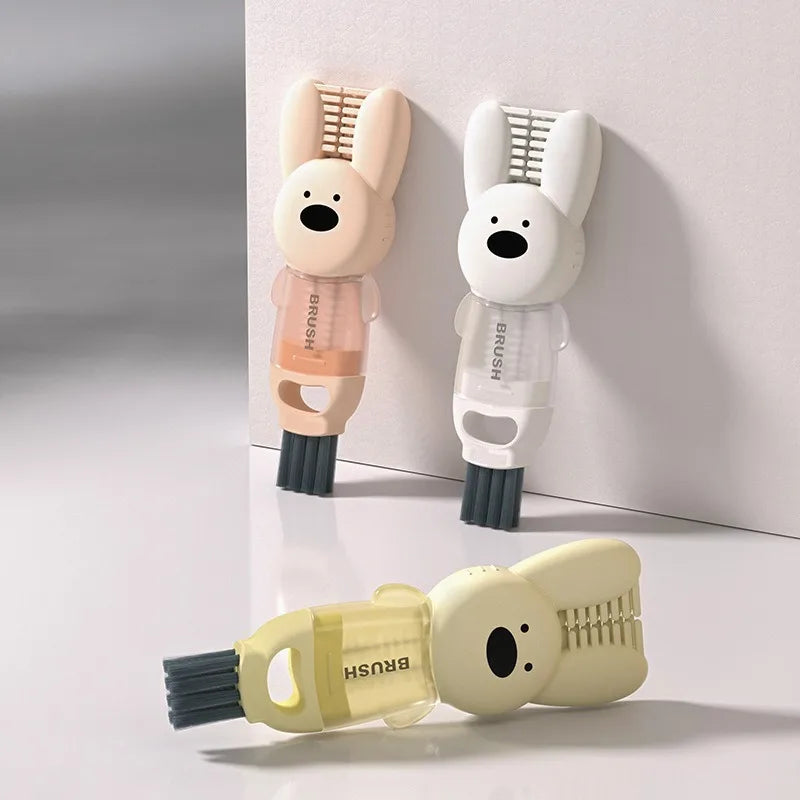 3 in 1 Cup Lid Gap Cleaning Brush Cute Bunny Multifunctional Insulation Bottle Cleaning Silicone Cup Holder Cleaner Home Kitchen