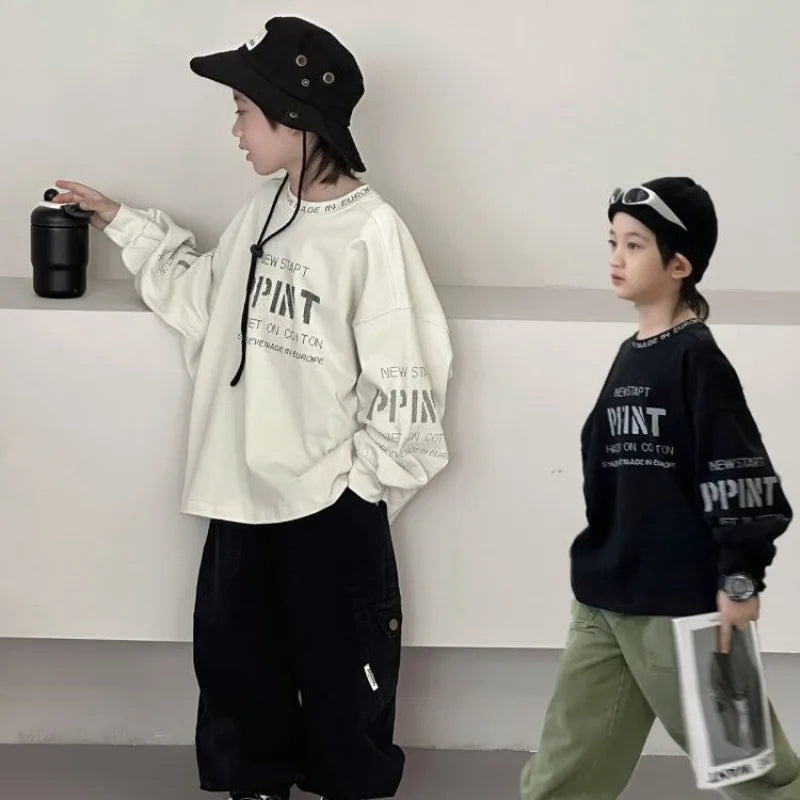 Cotton Undershirt T-shirt Children's Boy's Clothing Kids Top Bottom Clothes Set Boys Child Tee Spring Autumn Tshirt Junior Boys'