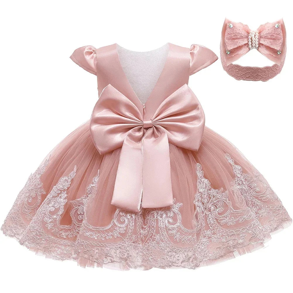Toddler Girl Princess Dress Elegant Party Dresses For Girls Baby Lace Wedding Dress Baptismal Costume Backless Children Dresses