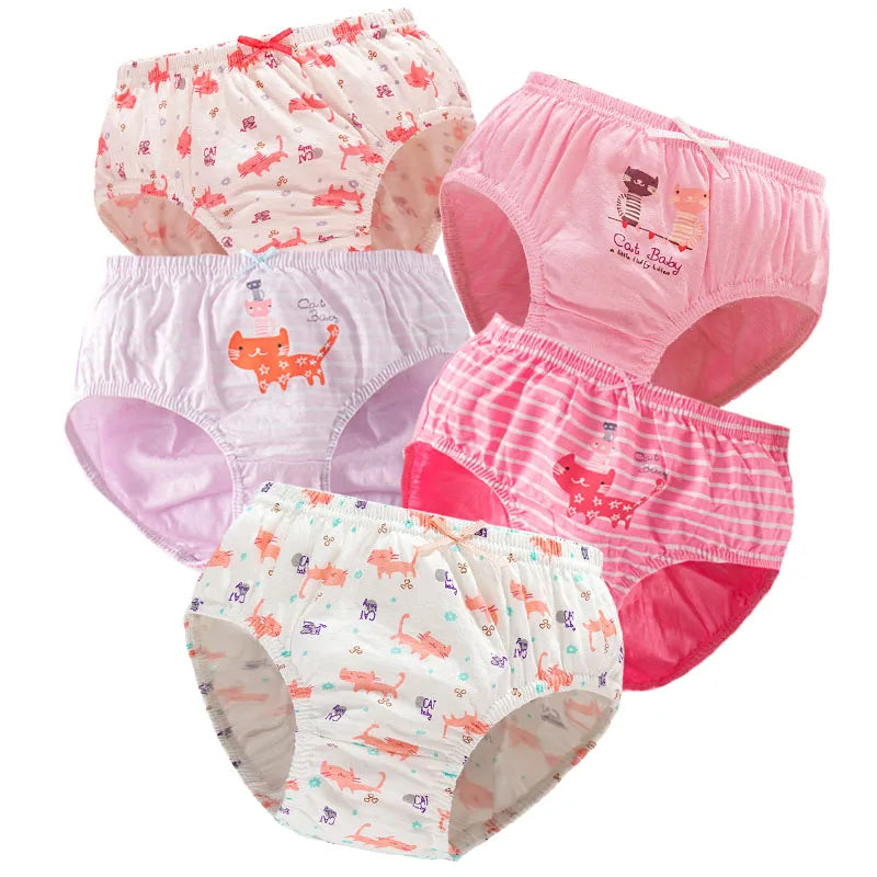 5Pcs / Set Girls Underwear Cotton Cute Unicorn Pattern Little Girls Panties Breathable Comfort Kids Hipster Briefs