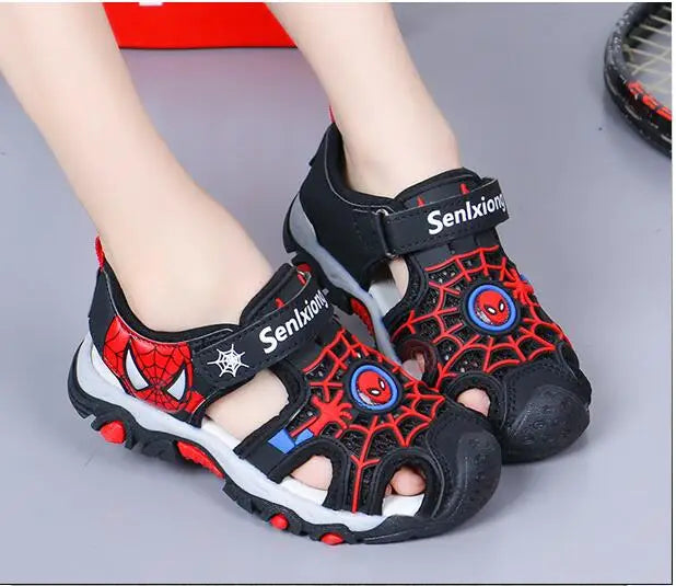 Disney Summer Cartoon Kids Sandal Toddler Boys Spiderman Sandals Orthopedic Sport Pu Leather Baby Boys Blue Red Beach Sandals