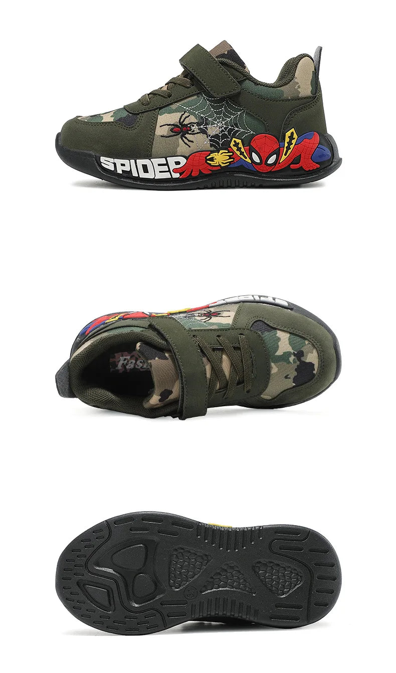 Disney Shoes Children Camouflage Green Sneaker Shoes For Kid Walking PU Breathable Shoes Size 26-35