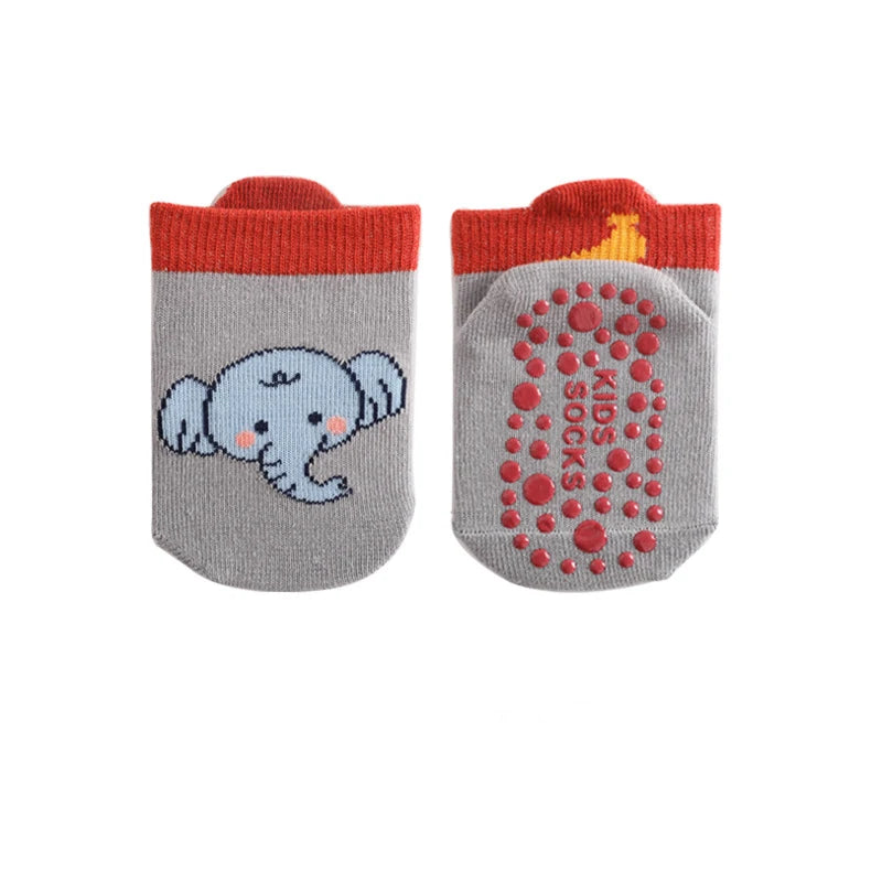 6 Pairs Spring Summer Kids Cotton Socks Children Autumn Cute Cartoon Animal Pattern Comfy Breathable Baby Non-slip Floor Socks