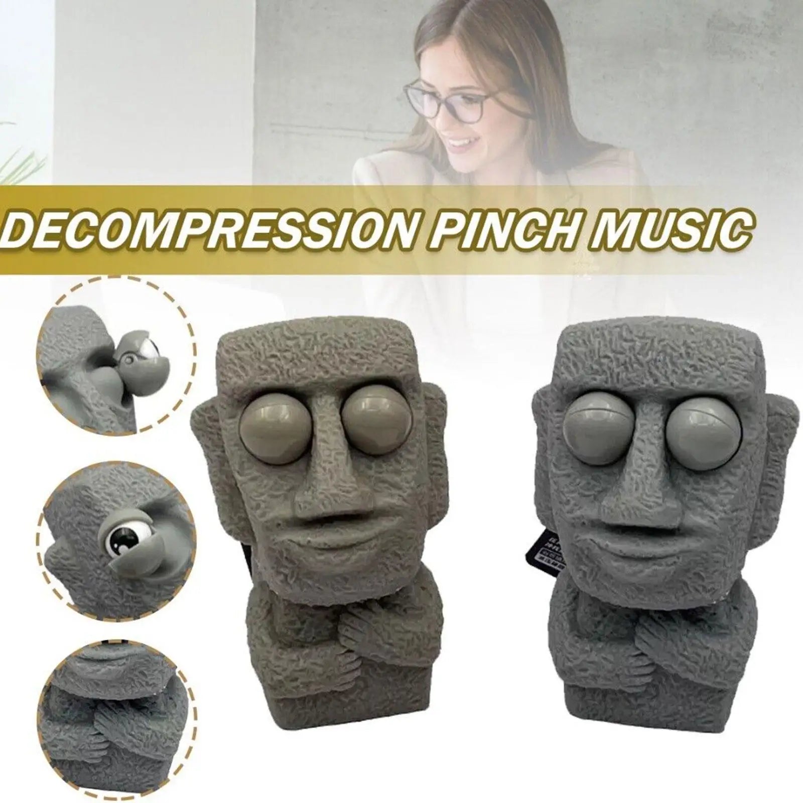 Funny Stone Human Face Emotion Balls Fidget Toys Stress Relief Squeeze Ball Stress Toys for Kids Adults Popping Out Eyes