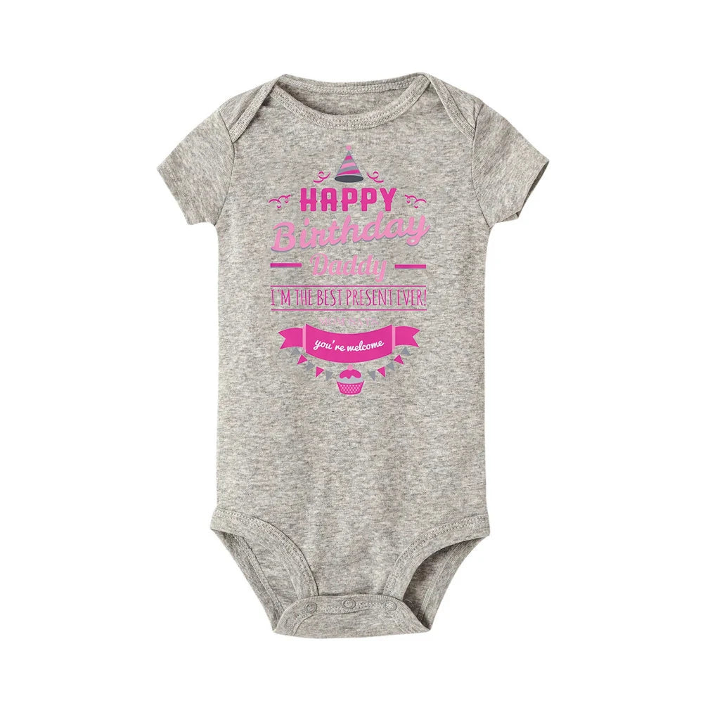 Happy Birthday Daddy Newborn Baby Bodysuit Gender Neutral Baby Stuff Infant Clothes Twins Outfit Romper Father Birthday Present