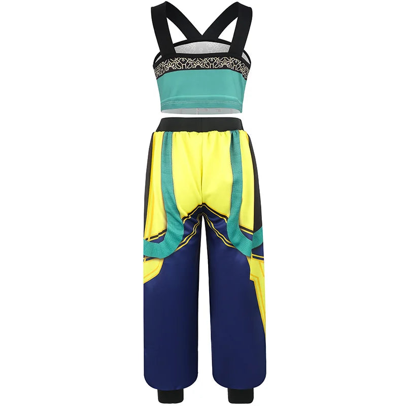 Kpop Demon Hunter Costume Rumi Halloween Cosplay Hot Girls Show Costume Black Shiny Set Halloween Girls Anime  clothing