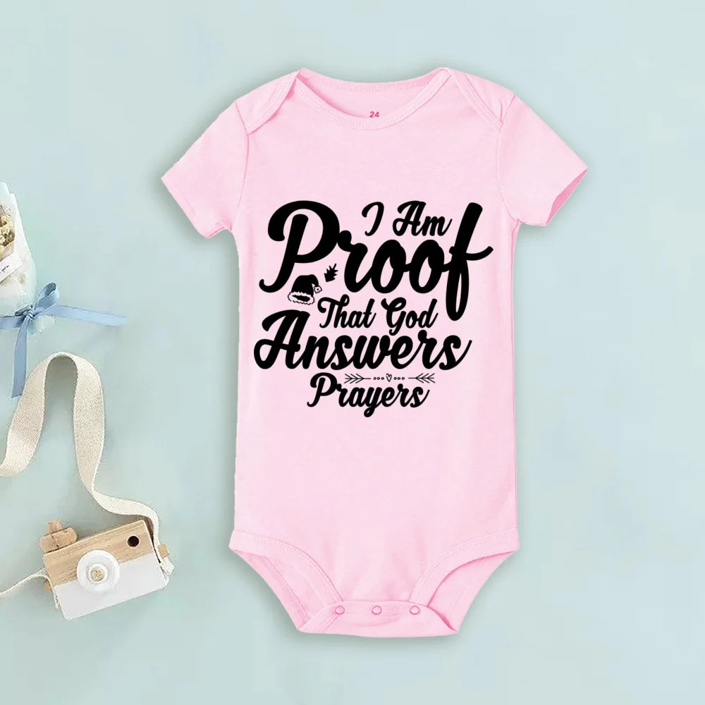 Proof That God Answers Prayers Baby Bodysuit Little Answered Prayer Romper Baby Announcement Bodysuits Newbron Shower Gift