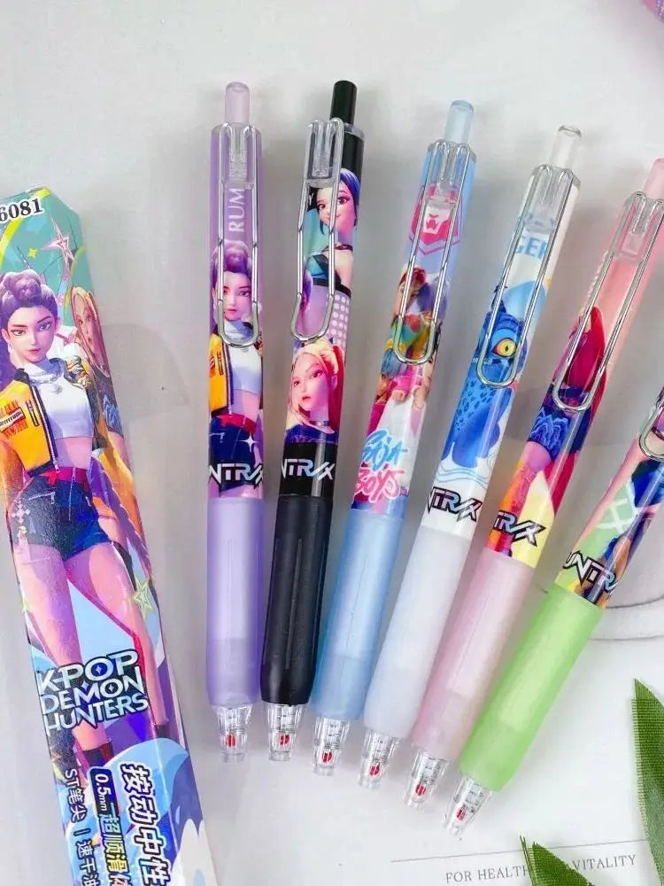 1/3/6/12/24Pcs KPop Demon Hunters Black Gel Pen Blind Box Student Writinng Pen Anime Figure Stationery Study Supplies Gift 0.5mm