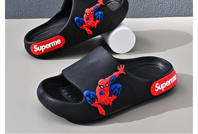 Disney Children Home Slippers Kids Cartoon Spiderman Boys Girls Soft Sole Shoes Anti-Slip Beach Slippers Size 24-45