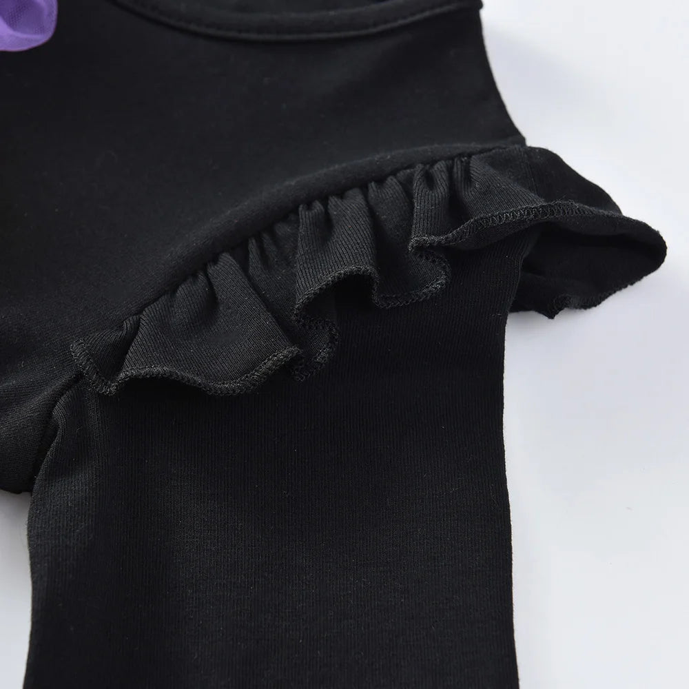 VIKITA Dress for Kids Girl Pumpkin Witches Bats Layered Mesh Tulle Princess Dress Children Cosplay Festival Halloween Costumes