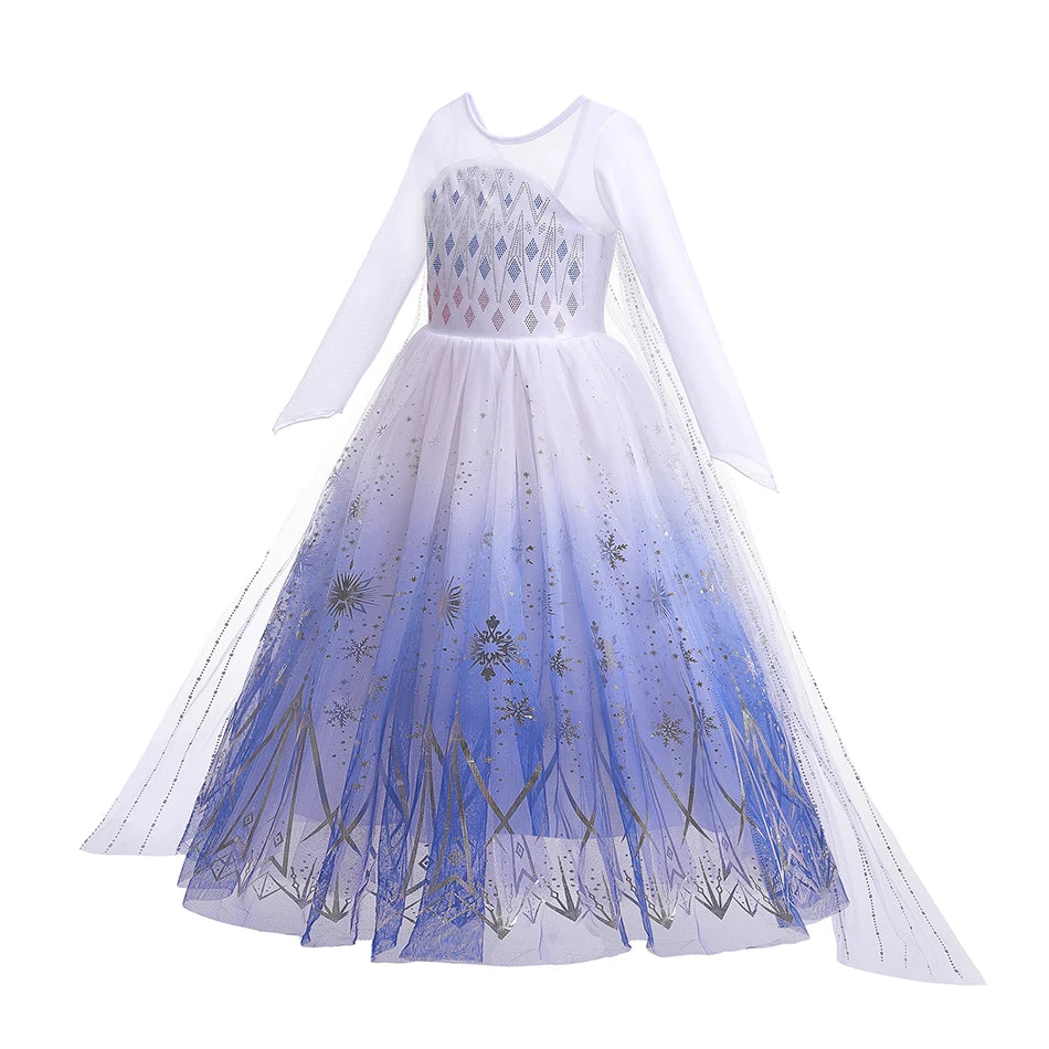 Girls Snow Queen Elsa Anna Kids Costumes For Girls 2024 Carnival Party Prom Gown Children Clothing Frozen Jasmine Princess Dress