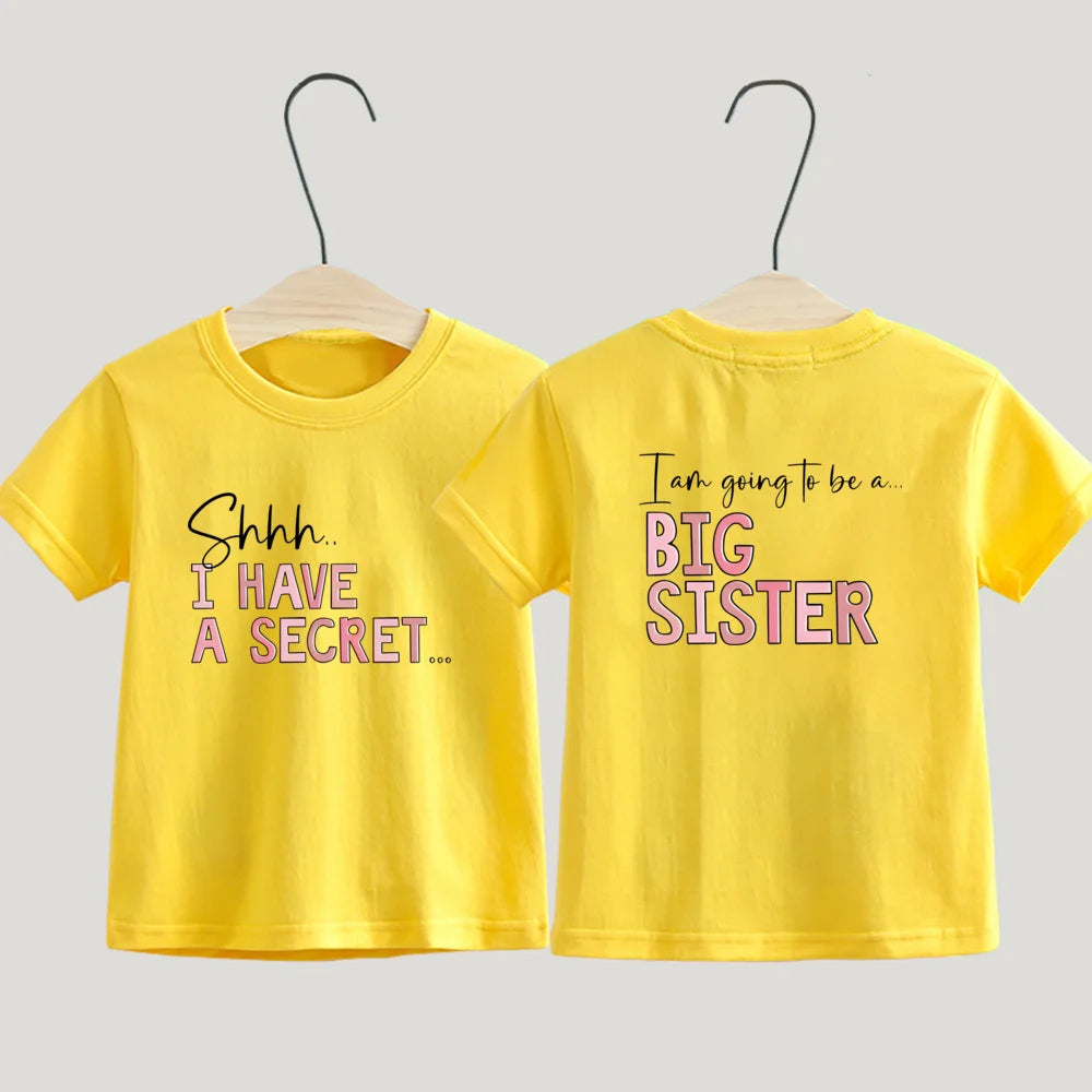 Big Sister T-Shirt I Have A Secret Promoted To Big Sister Pregnancy Announcement Gift Going To Be A Big Sister Kids Tee