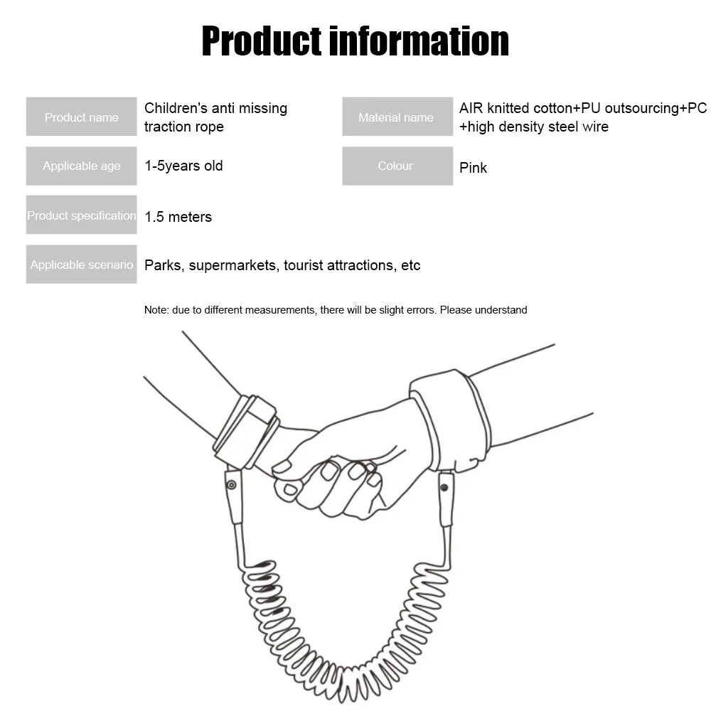 Toddlers Leash Anti Lost Wrist Link Child Kids Safety Harness Kids Walking Wristband Assistant Strap Belt for Girl Pink Gift