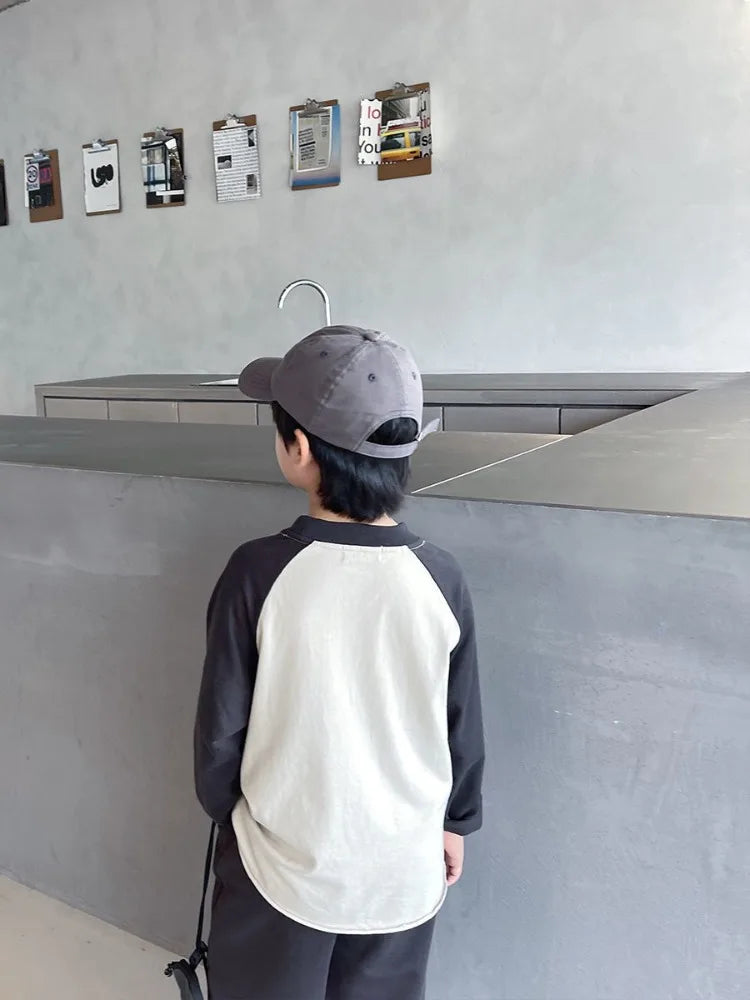Casual Raglan Sleeve Top Korean Style Kids Boy Clothes Boys Tshirt Clothing 7 8 Years Boys' T-shirt Children's 12 Long Tee 2025