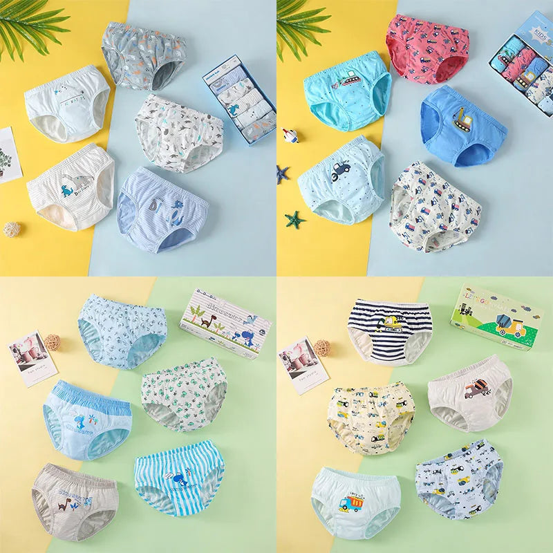 5/10Pieces Kids Triangle Underwear Cotton High-quality Boys Briefs Dinosaur Pattern Children Underpants Breathable Soft Knickers