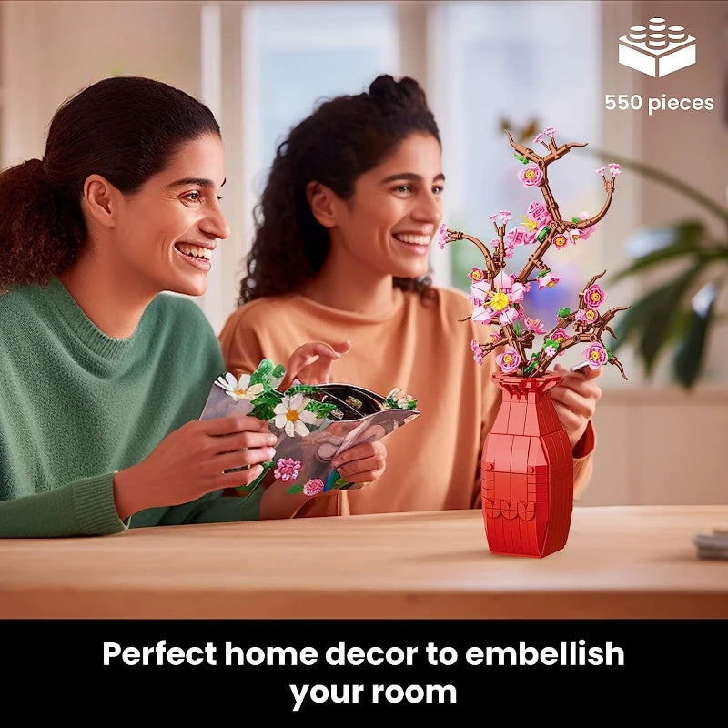 Bonsai Tree Building Blocks Set - Featuring Cherry Blossom Flowers, DIY Plant Model Toy Creative Gift for Home Décor