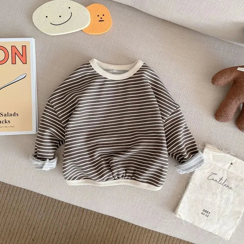 Spring Autumn Striped T Shirt Long Sleeve Girl Boy's T-shirt Korean  Fashion Round Neck Tshirt for 2 3 4 5 years old Kid Clothes