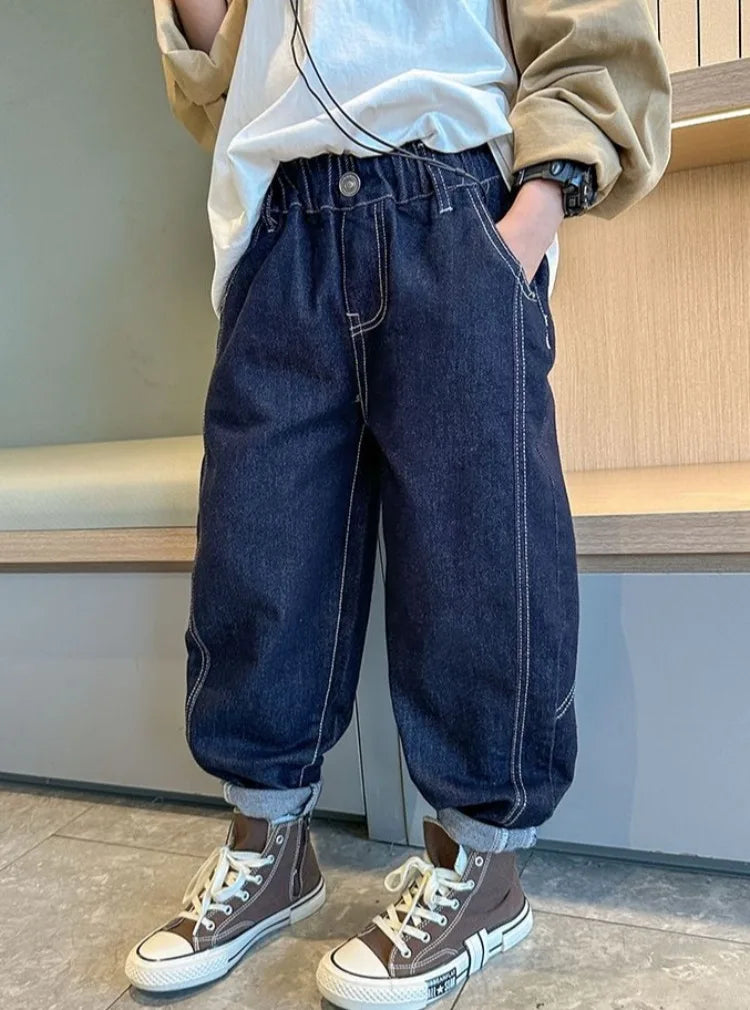 Designer Boys Autumn Winter 2025 New Casual Stretchable Denim Jeans Long Pants Boys' Fashionable Trousers