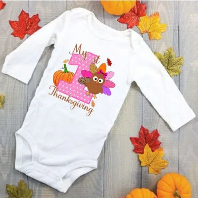 My First Thanksgiving Baby Boys Girls Romper Infant Cute Baby Clothes Toddler Thanksgiving Gift Rompers Fall Baby Jumpsuit