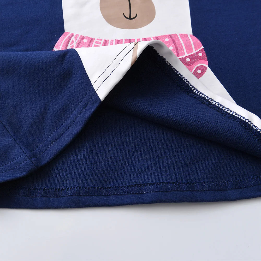 Girls Autumn Winter Hooded Dress Kids Cartoon Snowflakes Striped Straight Dresses Christmas Parties Daily Casual Cotton Dresses