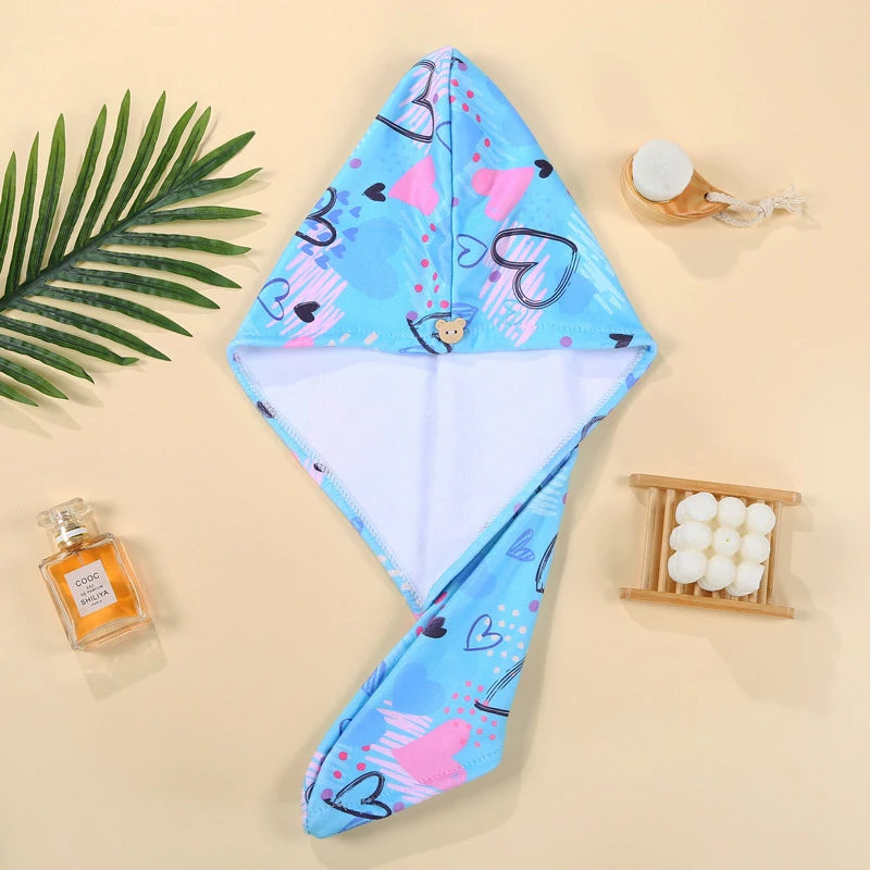 Kid 2-16Year Rapid Dry Hair Towel Microfiber Mermaid Pattern Anti Frizz Dry Hair Bath Cap Towel Quick Teen Girl Beach Shower Cap