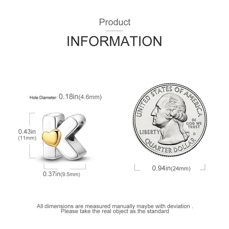 925 Sterling Silver DIY Alphabet Charms Beads LOVE Heart Letter Fit Original Bracelet Bangle Necklace Jewelry Marking Gift