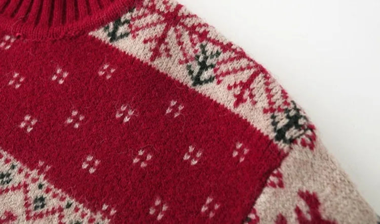 Kids' Christmas Thickened Fleece-Lined Pullover Sweater - Korean Style Warm Baby Boy & Girl Red Holiday Knitwear for Toddler