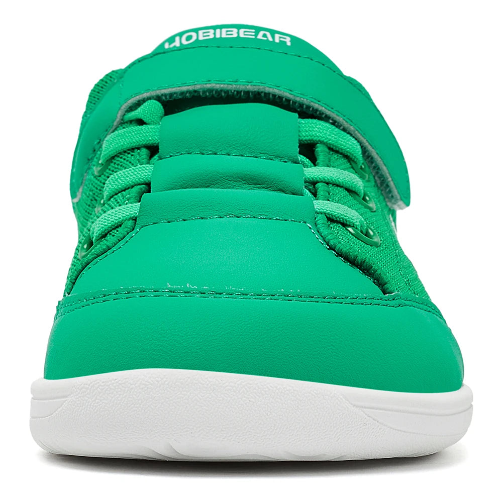 HOBIBEAR Kids Wide Toe Barefoot Shoes Boys Girls  Minimalist Sneakers Lightweight Hook Loop Mesh Artificial Leather Shoes