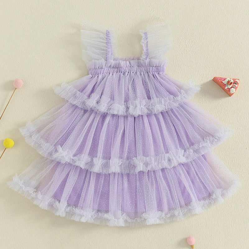 Girls Floral Print Ruffle Sleeve Dress Toddler Kids Summer Princess Dress Casual Fashion Party Dress for Girls