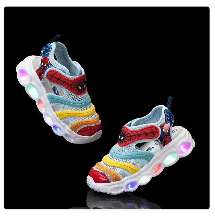 Disney Summer Cartoon Kids Toddler Boys Spiderman Princess Sandals Sport Baby Boys Blue Red Beach Sneakers Sandals Size 24-35