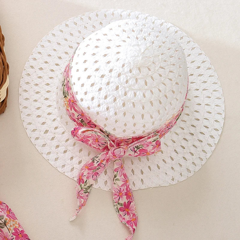 Summer New Sweet Bow Baby Girl Dress, Cute Floral Children'S Clothes With Free Hat For Beach Parties (9 Months - 3 Years Old)