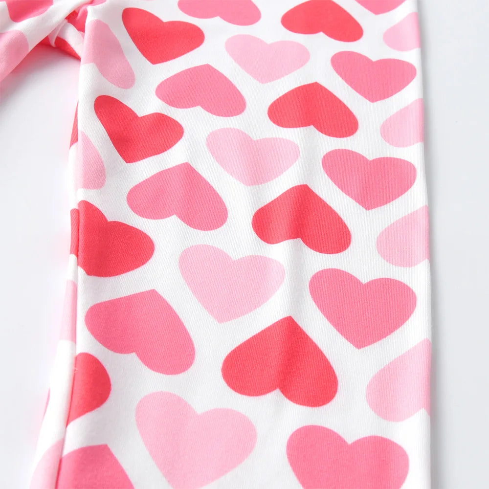 VIKITA Kids Heart Print Stretch Cotton Leggings Soft Comfortable Elastic Waist Cute Casual Cotton Casual Daily Trousers Pants