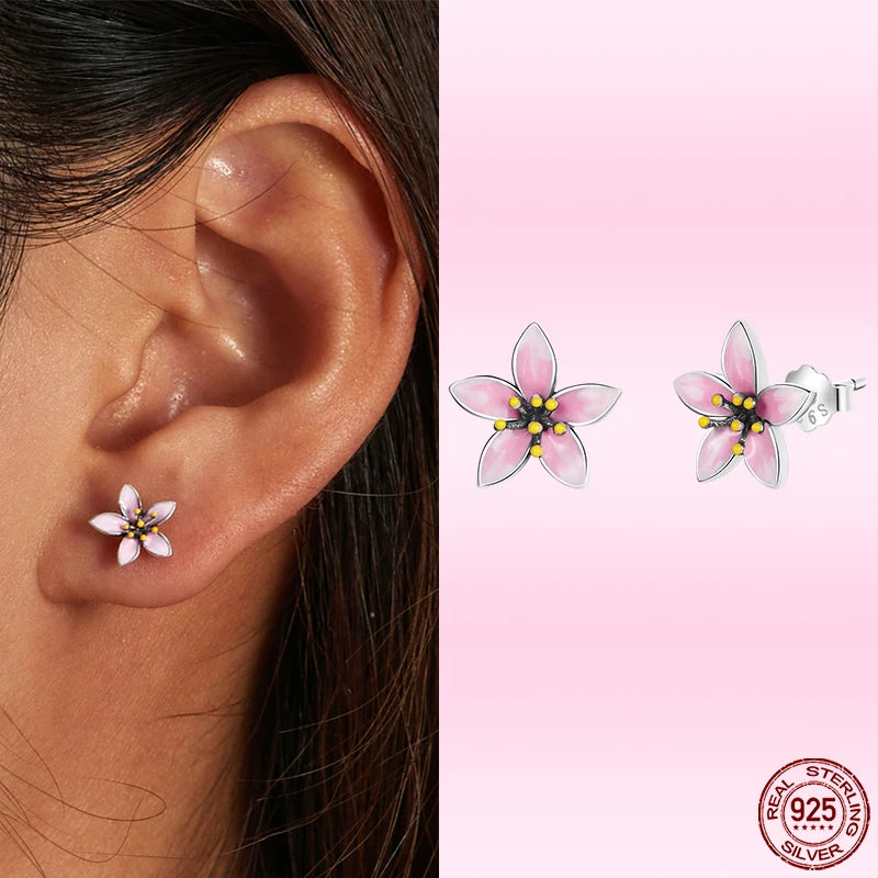 Bamoer 925 Sterling Silver Luxury Girl Earrings Rainbow Butterfy Cute Fancy Funny Ear Stud Original for Women Party Fine Jewelry