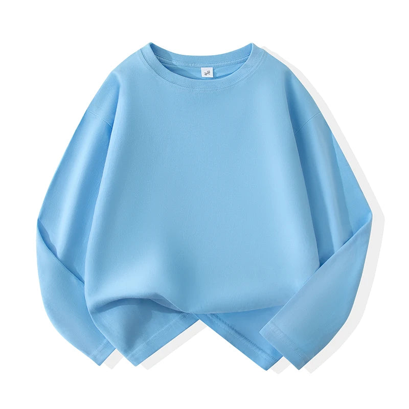 New children's long-sleeved T-shirt for boys, suitable for spring and autumn. Pure cotton upper garment for medium and large chi