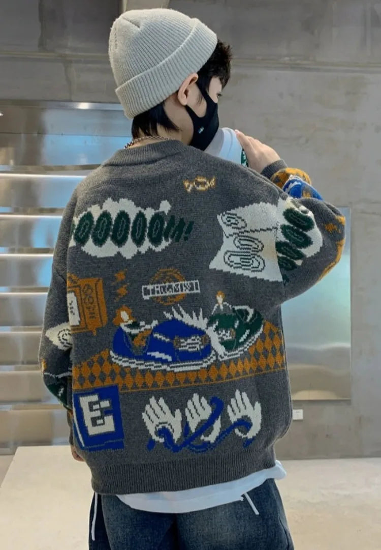 2025 New Boys' Autumn/Winter Fleece-Lined Thickened Pullover Knit Sweater - Warm Base Layer for Kids, Trendy & Cozy Design