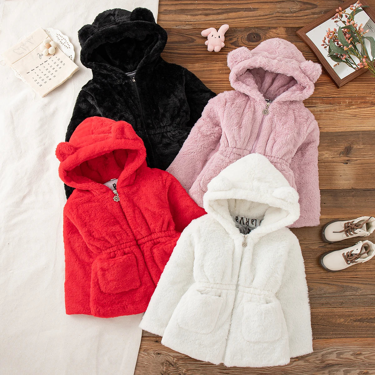 Winter New Thick And Warm Baby Girl Coat, Simple Solid Color Children'S Clothing Suitable For Babies With A Height Of 90-140cm