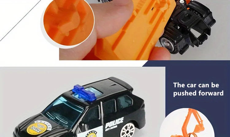 Play Vehicles Set Toy Construction Police Car Fire Engine Truck Playset Friction Powered Engineering Toy for Boys Girls Toddlers